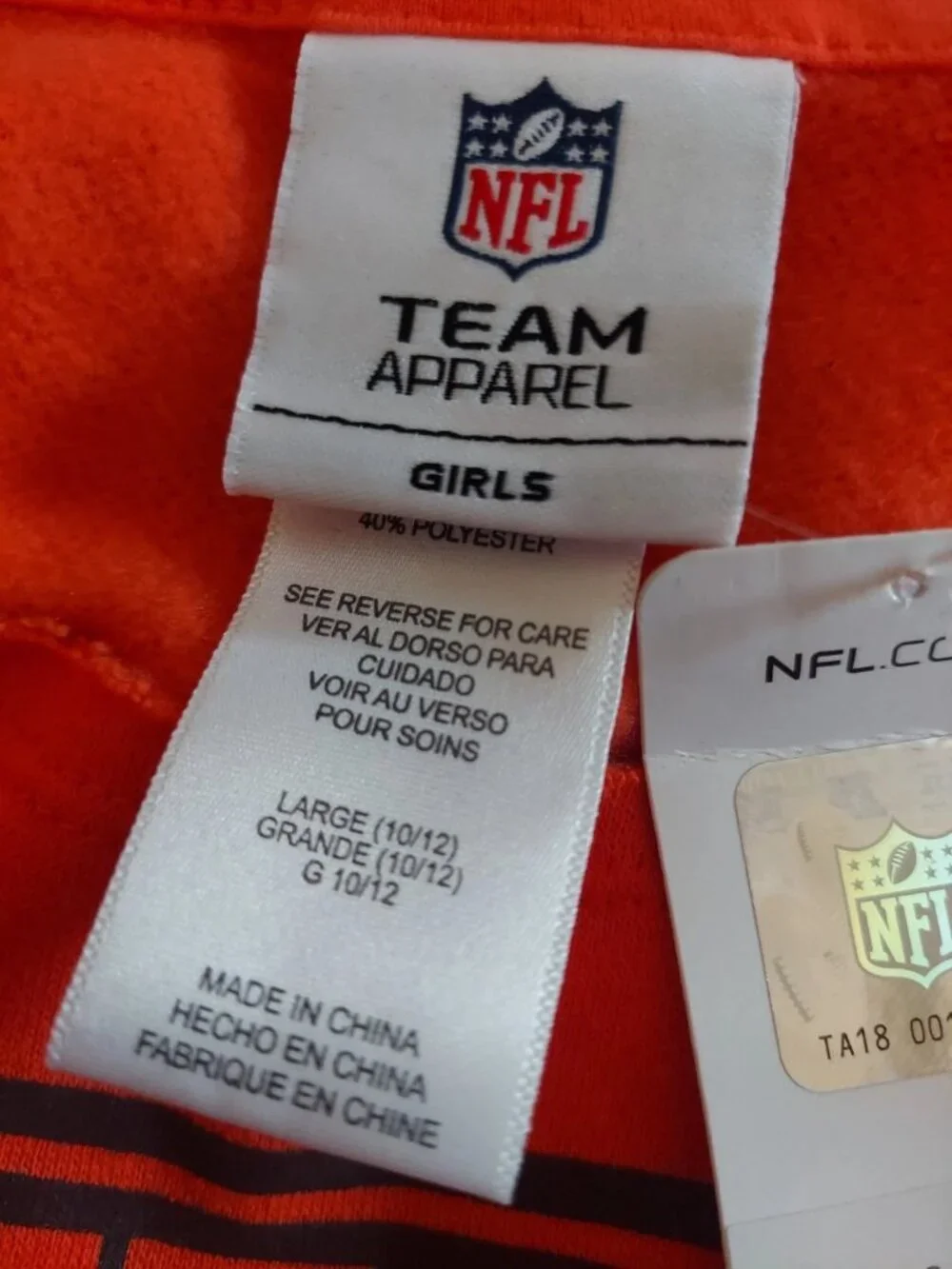 Cleveland Browns Girls Sweatshirt Size Large 10/12 Front Pouch Thermal Sleeves